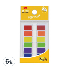 3M Post-it 利貼 抽取式標籤 六色 683-6C, 6包