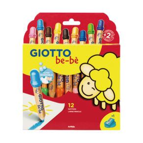 GIOTTO be-be 可洗式寶寶木質蠟筆, 12色, 1盒