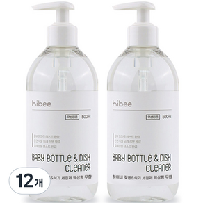 hibee 奶瓶餐具清潔劑 液體容器 無香, 12個, 500ml