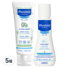 mustela 慕之恬廊 潤面乳霜 40ml+良柔身體乳 50ml, 5組