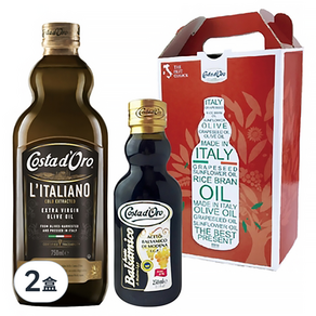Costa d'Oro 高士達 義大利原裝進口高士達100%初榨橄欖油+巴薩米克醋 禮盒, 750ml, 2盒