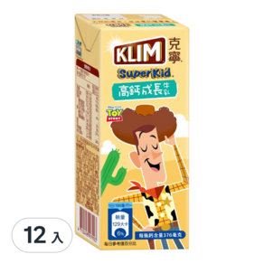 KLIM 克寧 高鈣成長牛乳, 198ml, 12入