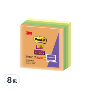 3M Post-it 利貼 狠黏 便條紙 654-4SS-MC-6, 360張, 8組