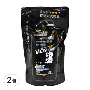 MEN 男人香 炭元素洗髮乳 補充包, 800ml, 2包