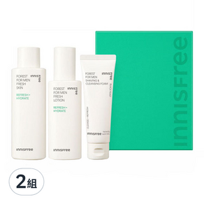 INNISFREE 綠樹林風男士系列組 護膚凝露180ml*1瓶+乳液140ml*1瓶+洗面乳50g*1條, 2組