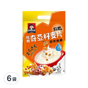 QUAKER 桂格 奇亞籽麥片 藜麥核桃 奶素可食 10包, 300g, 6袋