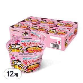 SAMYANG 三養 奶油白醬火辣雞肉風味鐵板炒麵碗裝, 105g, 12入