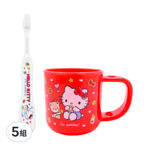 Skater 牙刷杯組 含牙刷 凱蒂貓 Hello Kitty, 5組