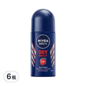 NIVEA 妮維雅 男士止汗爽身乳液 乾適活力, 50ml, 6瓶