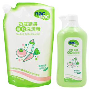 nac nac 奶瓶蔬果洗潔精 700ml*1瓶+補充包 600ml*1包, 1組