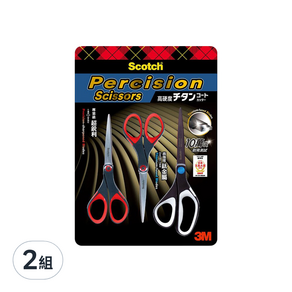 3M Scotch 事務剪刀三入組 鈦金屬剪刀*1個+超銳利剪刀*2個, 2組