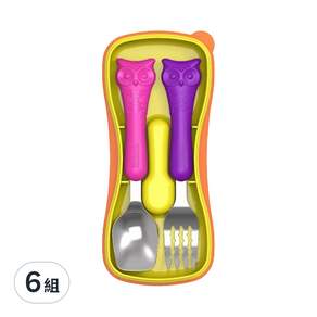 Edison 貓頭鷹湯叉組, 粉色 + 紫色, 6組