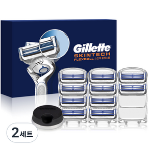 Gillette 吉列 Skin Tech手動刮鬍刀片 10入+刮鬍刀架, 2套