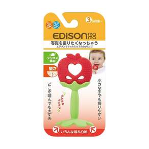 EDISON mama 嬰幼兒趣味潔牙器 3個月以上, 蘋果, 1個