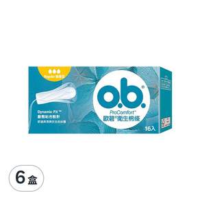 o.b. 歐碧 衛生棉條 普通型, 16入, 6盒