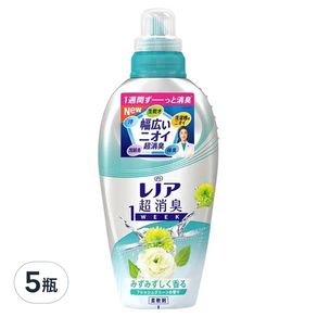 Lenor 蘭諾 超消臭1WEEK 消臭抗菌衣物柔軟精 清新花香, 530ml, 5瓶