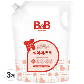 B&B 嬰兒衣物柔軟精補充包 茉莉花+玫瑰香, 2100ml, 3袋