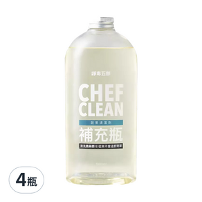 CHEF CLEAN 淨毒五郎 蔬果清潔劑補充罐, 1L, 4瓶