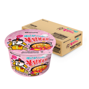 SAMYANG 三養 奶油白醬火辣雞肉風味鐵板炒麵碗裝, 105g, 16入