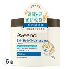 Aveeno 艾惟諾 燕麥高效舒緩潤膚霜, 312g, 6罐