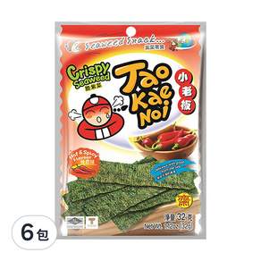 TAO KAE NOI 小老板 厚片海苔 辣香味, 32g, 6包