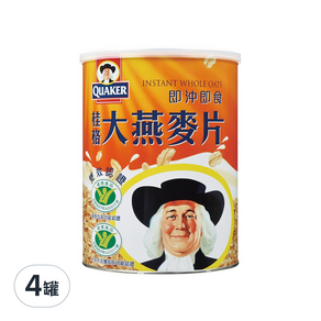 QUAKER 桂格 大燕麥片, 1.1kg, 4罐