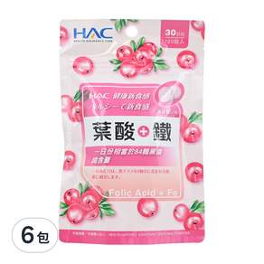 HAC 永信藥品 葉酸+鐵口含錠 蔓越莓口味, 120顆, 6包