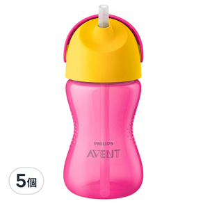 PHILIPS AVENT 新安怡 防漏吸管杯 12個月以上, SCF798/02 粉色, 300ml, 5個