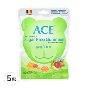 ACE 無糖Q軟糖, 綜合, 48g, 5包