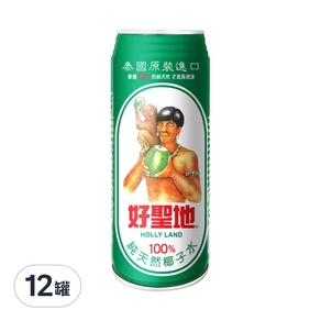 好聖地 100%純天然椰子水, 520ml, 12罐