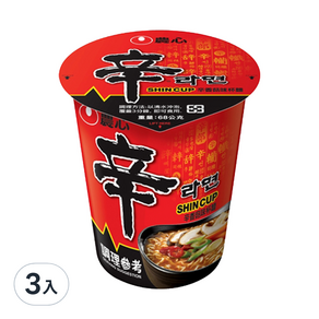 NONGSHIM 農心 辛拉麵 辛香菇味杯麵, 3入