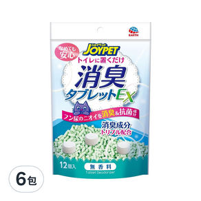 JOYPET 寵倍家 貓砂除臭EX錠加強版 無香味 12入, 60g, 6包