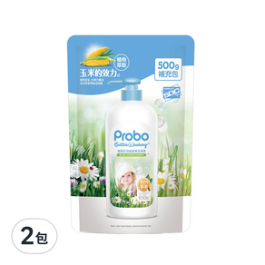 Probo 博寶兒 奶瓶蔬果洗潔精 補充包, 500g, 2包