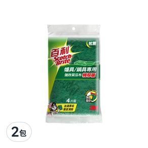 3M Scotch-Brite 百利 爐具鍋具菜瓜布 特厚版, 4入, 2包