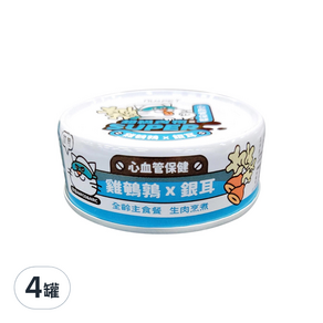 nu4PET 陪心寵糧 SUPER小白主食貓罐, 雞鵪鶉+銀耳, 80g, 4罐