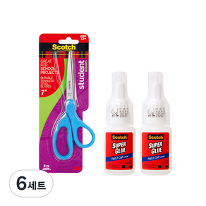 3M Scotch 學生剪刀+瞬乾膠扭轉型 AD110 10g x 2p, 隨機出貨, 6組