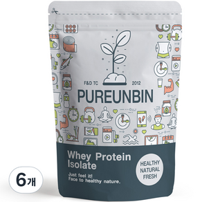 PUREUNBIN WPI分離乳清蛋白粉 粉, 500g, 6個