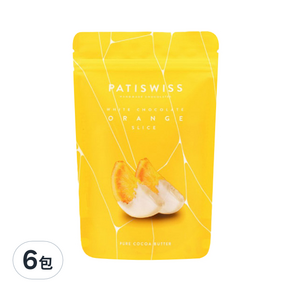 PATISWISS 帕蒂西 橙片白巧克力, 80g, 6包