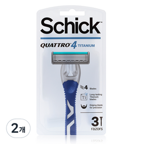 Schick 舒適牌 Quattro 4 鈦金便攜式刮鬍刀, 3把刮鬍刀, 2組, 3個