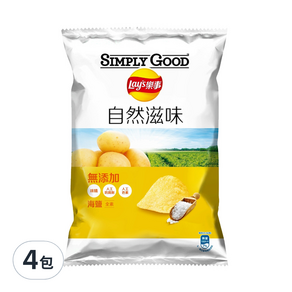 Lay's 樂事 洋芋片 海鹽味 全素, 49g, 4包