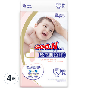 GOO.N 大王 日本製敏感肌黏貼型尿布, S, 200片