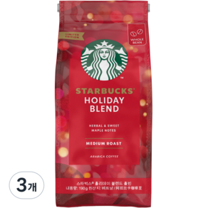 STARBUCKS 星巴克 節日綜合咖啡豆, 無研磨咖啡豆, 3個, 190g, 未研磨