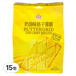 RIH RIH WANG 日日旺 奶油味格子薄餅, 135g, 15包