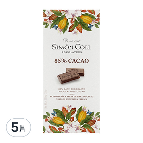 SIMON COLL 85% 黑巧克力片, 85g, 5片