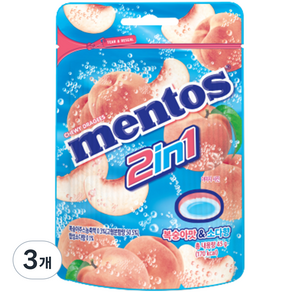 mentos 曼陀珠 2in1汽水夾心曼陀珠 桃子口味, 45g, 3包