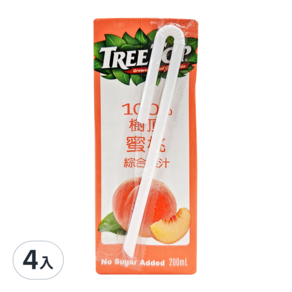 TREE TOP 樹頂 100%蜜桃綜合果汁, 200ml, 4入