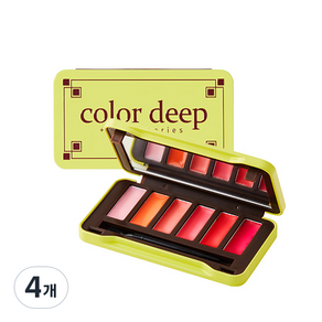 Color Deep 6 Color Lead My Lip Palette, 果凍+珊瑚+桃子+鮭魚+時尚+蘋果, 4個