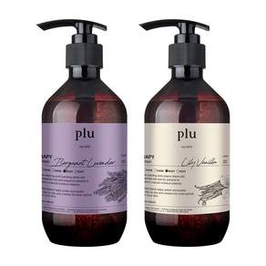 plu 香氛沐浴乳2入組 Bergamot Lavender 佛手柑薰衣草+Lily Vanilla 百合香草 500g, 1組