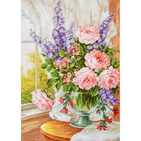 十字繡套組 Luca S Flowers at the Window BU4016, 1套, 混合顏色
