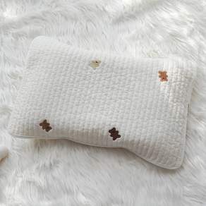 Dalkombaby 小熊刺繡款絎縫棉質吸汗枕墊, 混色, 1入